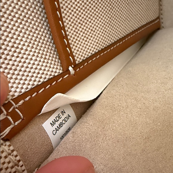 Tory Burch blake canvas Tan and Cream tote bag with brown strap - Picture 6 of 9